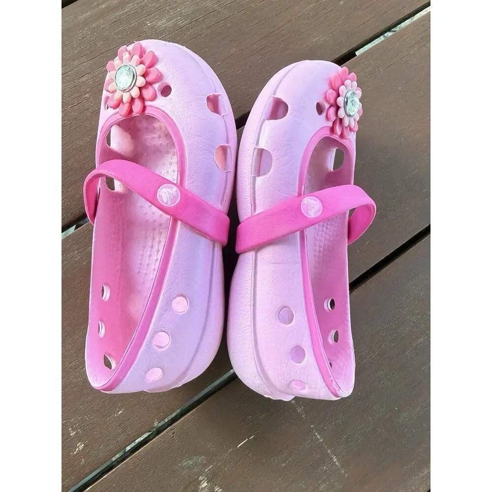 Crocs Kids Girls Keeley Springtime Embellished Mary Jane Flats Shoes Pink C6